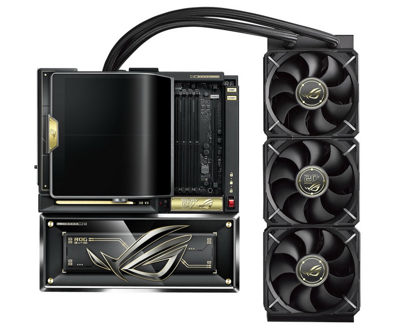 אסוס שילבה במארז המוחלט של לוח האם ROG Crosshair X870E Edition 20 מסך OLED ענק בגודל 20 אינץ' ו‑SJO של 360 מ״מ