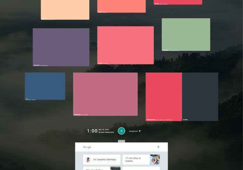 ממשק של מערכת ההפעלה הפוטנציאלית הקודמת של גוגל פוצ'יה מוטמע בדפדפן