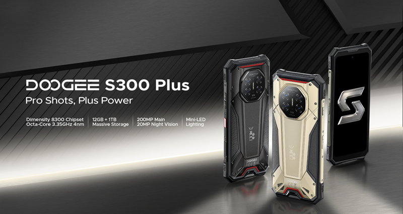דוגי S300 פלוס – טלפון אמין מבוסס Dimensity 8300, מצויד ב-1 TB זיכרון ותאורת רקע Mini‑LED שניתנת לכוונן