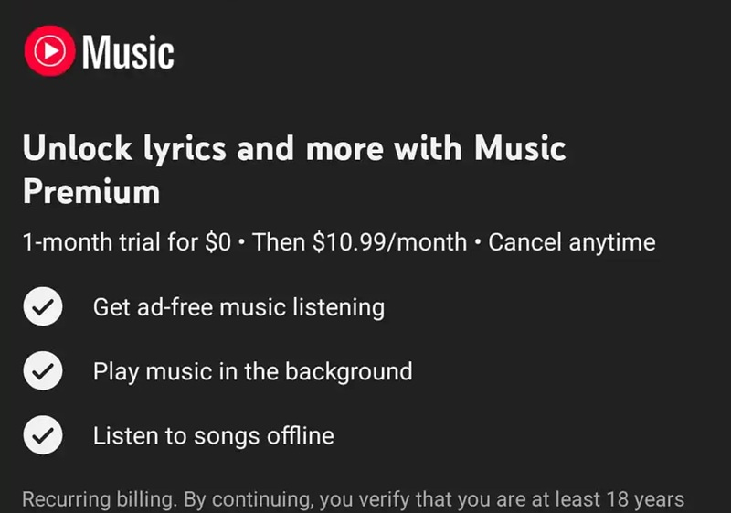 גוגל הסתרה את מילי השירים ב‑YouTube Music עבור משתמשים בחינם