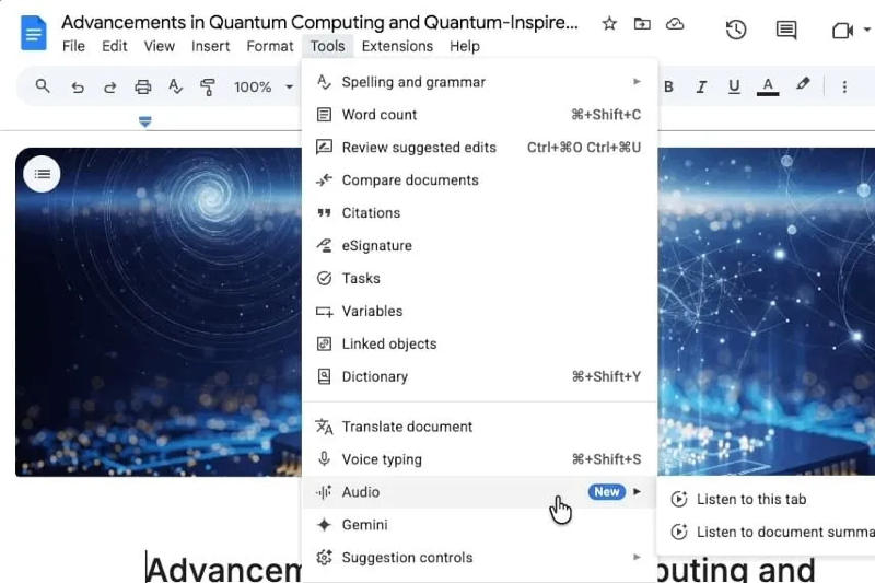 גוגל דוקס עכשיו יכולים לסכם מסמכים במהירות